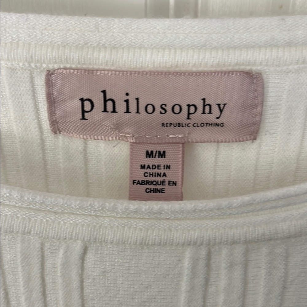Philosophy Cream Ribbed Knit Blouse dolman sleeve medium - Picture 4 of 6